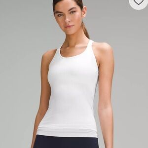 lululemon athletica White Ribbed Scoop-Neck Tank Top